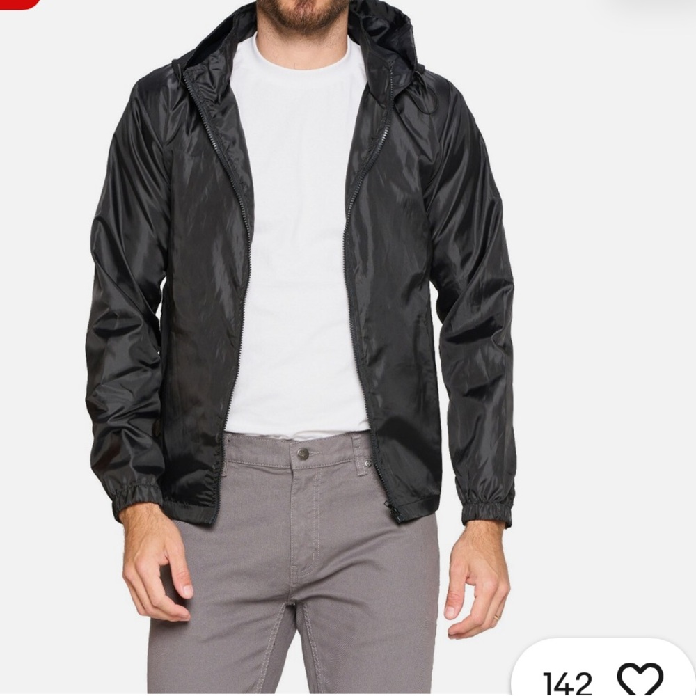 O'Neill Black Lightweight Water Resistant Hooded Windbreaker Jacket